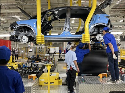 A glimpse inside BYD’s first EV factory outside China. The plant, opened in Rayong, Thailand, in July 2024, will eventually produce 150,000 vehicles annually. (photo: Laurent Malespine).