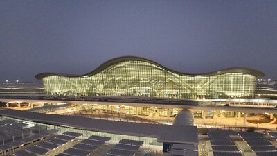 Zayed International Airport in the night