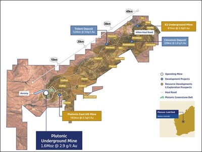 Figure 1: Plutonic Gold Belt showing locations of Plutonic East and K2 (CNW Group/Catalyst Metals LTD.)