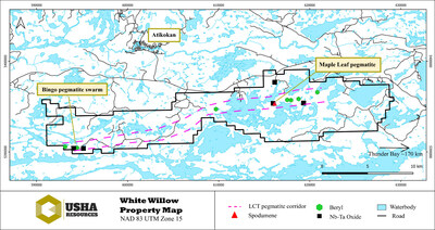 Map of the White Willow Project with the LCT-trend defined.