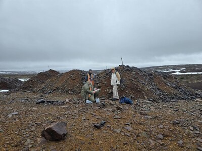 Geologists Mike Muggridge and Pierre-Luc Lalonde, and CEO Brian Bosse, at Blue Lake Adit, May 2024 (CNW Group/IC Capitalight Corp.)