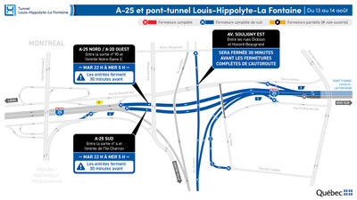 Fermeture complète de l’autoroute 25 dans les deux directions durant la nuit du 13 au 14 août (Groupe CNW/Ministère des Transports et de la Mobilité durable)