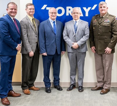 (L-R) Tim Kirk, Todd T. Royer, Vince D’Arienzo, Jeff Cross, and Maj. Gen. Tom O’Connor. Photo by Triston Holmes, 2024