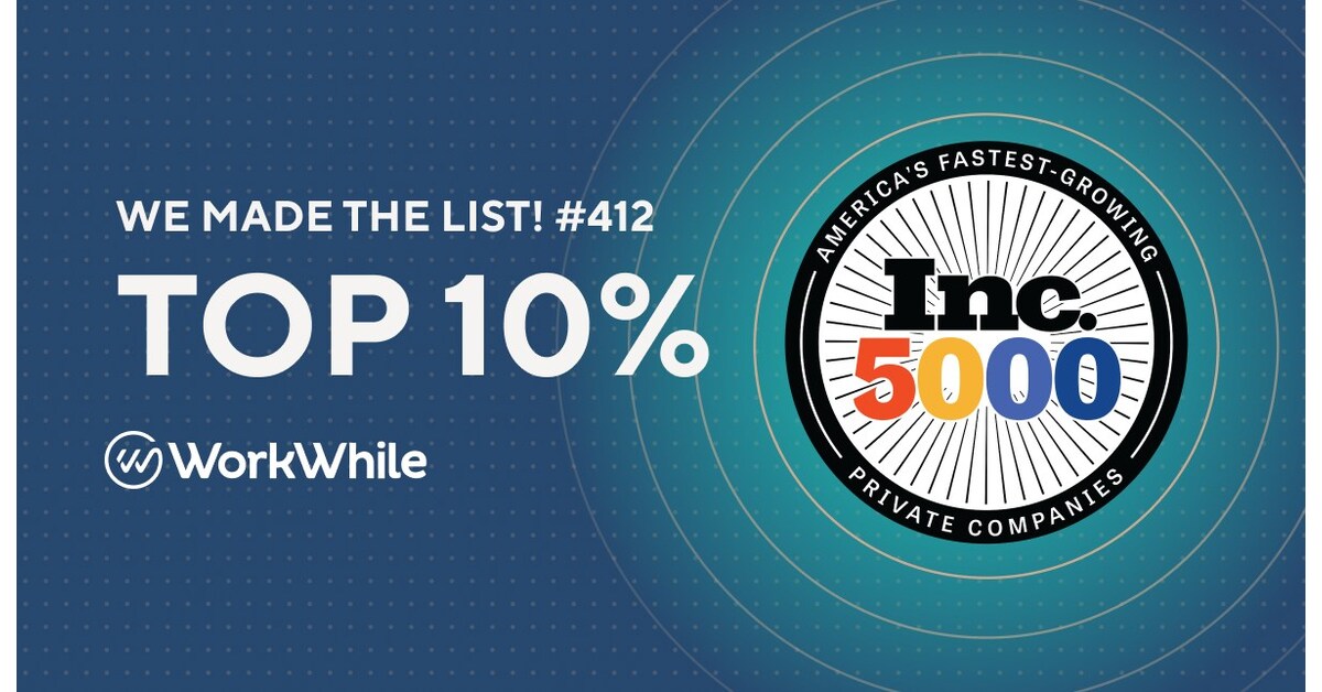 WorkWhile appears for the first time on the Inc. 5000 list of the fastest-growing American companies, ranking 412th