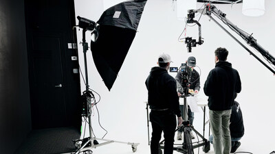 The crew at Awakened Films lines up a product shot in their Madison, NJ studio.