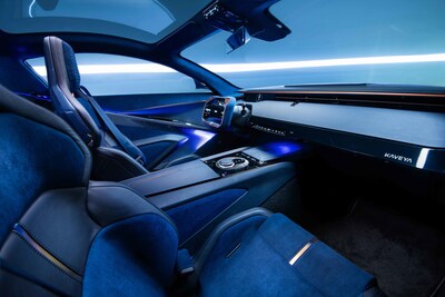 The Karma Kaveya super coupe, due in 2026, will be the World's First vehicle to be engineered from the ground-up with Software Defined Vehicle Architecture (SDVA) developed in partnership with Intel Automotive. The production-ready interior of the Karma Kaveya makes its World Premiere at The Quail, a Motorsports Gathering, on Friday, August 16.