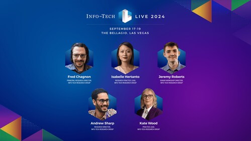 Info-Tech Research Group has announced new experts who will share their insights on security and AI infrastructure at Info-Tech LIVE 2024, which will be held September 17-19, 2024, at the Bellagio in Las Vegas. (CNW Group/Info-Tech Research Group)