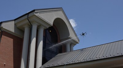 Window Hero, a HomeFront Brands franchise, debuted its new high-flying drone cleaning service at Ambassador Christian School in Huntersville, North Carolina.