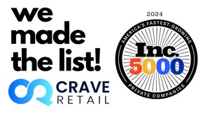 Crave Retail Ranks 66th on Inc. 5000 List of Fastest-Growing Private Companies in America