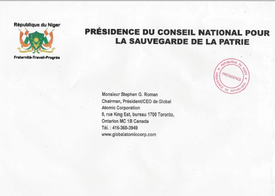 GLO - President's Letter Envelope (CNW Group/Global Atomic Corporation) GLO - President's Letter Envelope (CNW Group/Global Atomic Corporation)