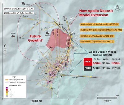 Figure 1: Plan View of the Newly Expanded Apollo System with an Overlay of Drill Holes Announced in This Release (CNW Group/Collective Mining Ltd.)