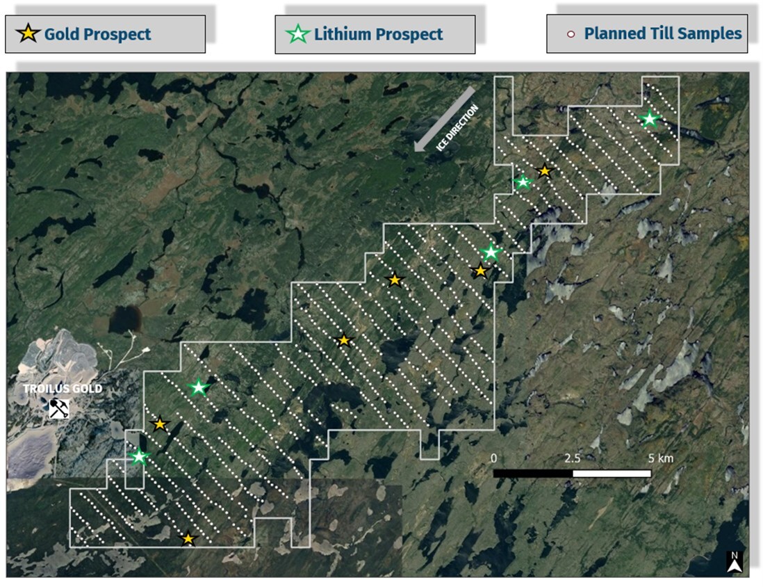Planned Till Sampling Grid at Troilus East Project (CNW Group/Comet Lithium Corporation) Planned Till Sampling Grid at Troilus East Project (CNW Group/Comet Lithium Corporation)