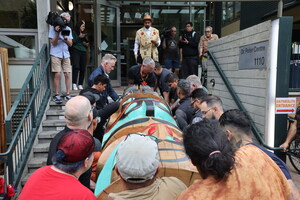 Totem Pole Raised at the Dr. Peter Centre