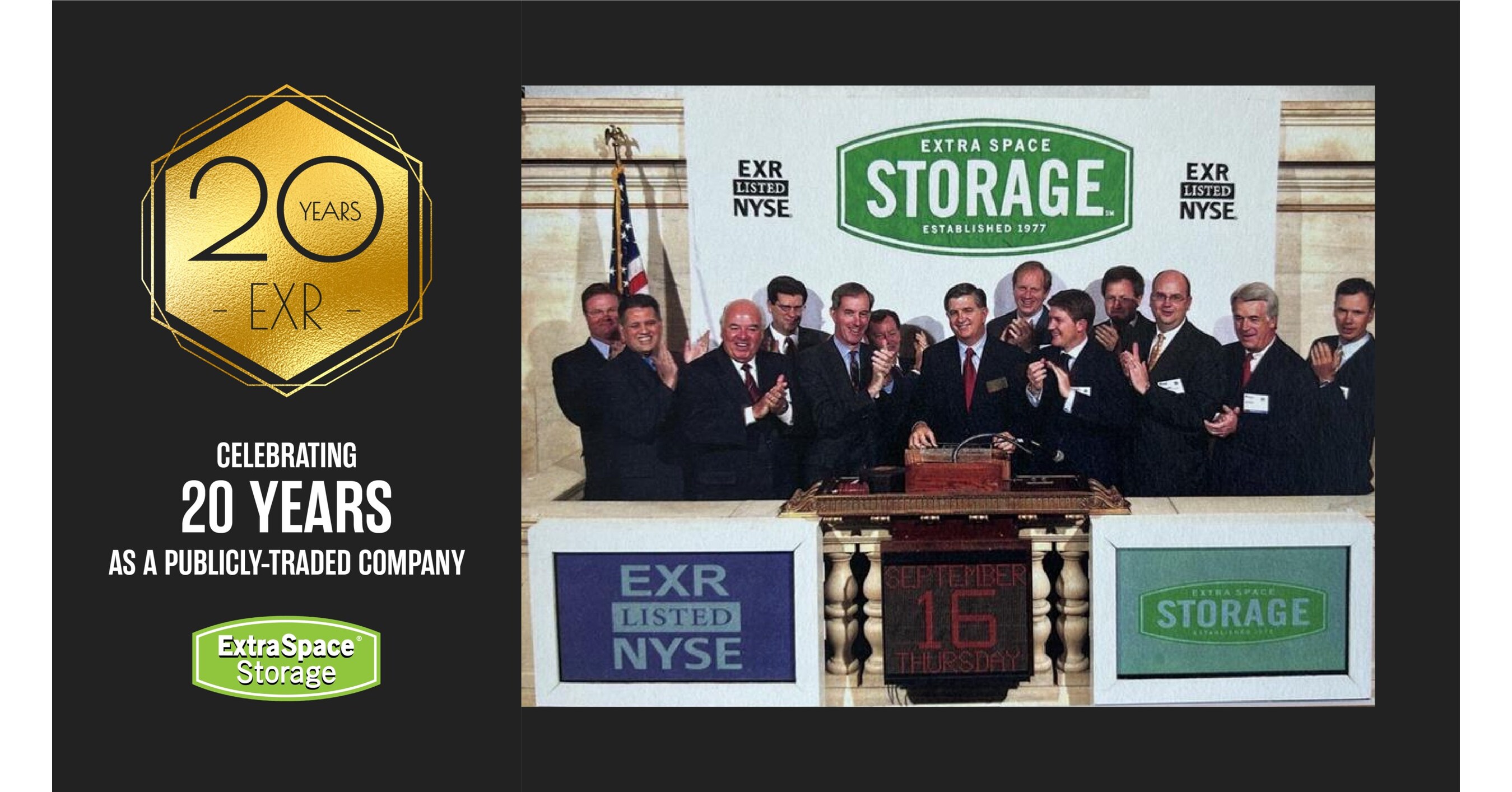 Extra Space Storage Celebrates 20 Years as a Publicly Traded Company