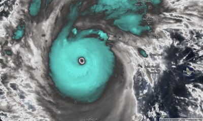 Hurricane Beryl visualized near peak intensity.