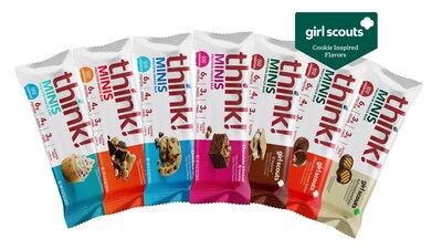 The new think! MINIS Protein Snack Bars offer a satisfying snack option at 100 calories and 6 grams of protein per bar in seven delicious flavors, including three Girl Scout Cookie inspired flavors.