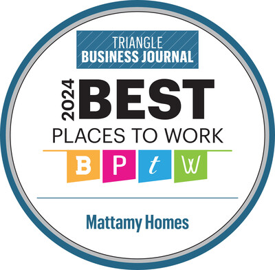 For the fourth year in a row, the Triangle Business Journal has named Mattamy Homes as one of Raleigh/Durham’s Best Places to Work – ranking the homebuilder as one of the region’s top employers in the medium-sized companies category for 2024. (CNW Group/Mattamy Homes Limited)