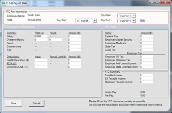 Year to date payroll set up