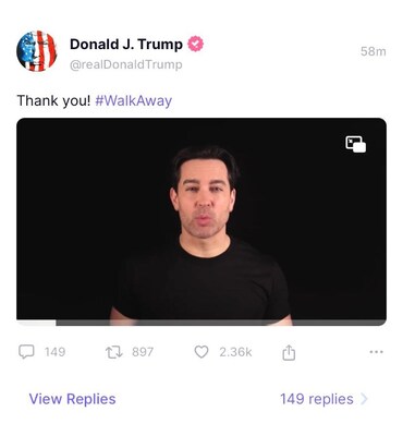 President Trump Thanks #WalkAway Founder, Brandon Straka For New 