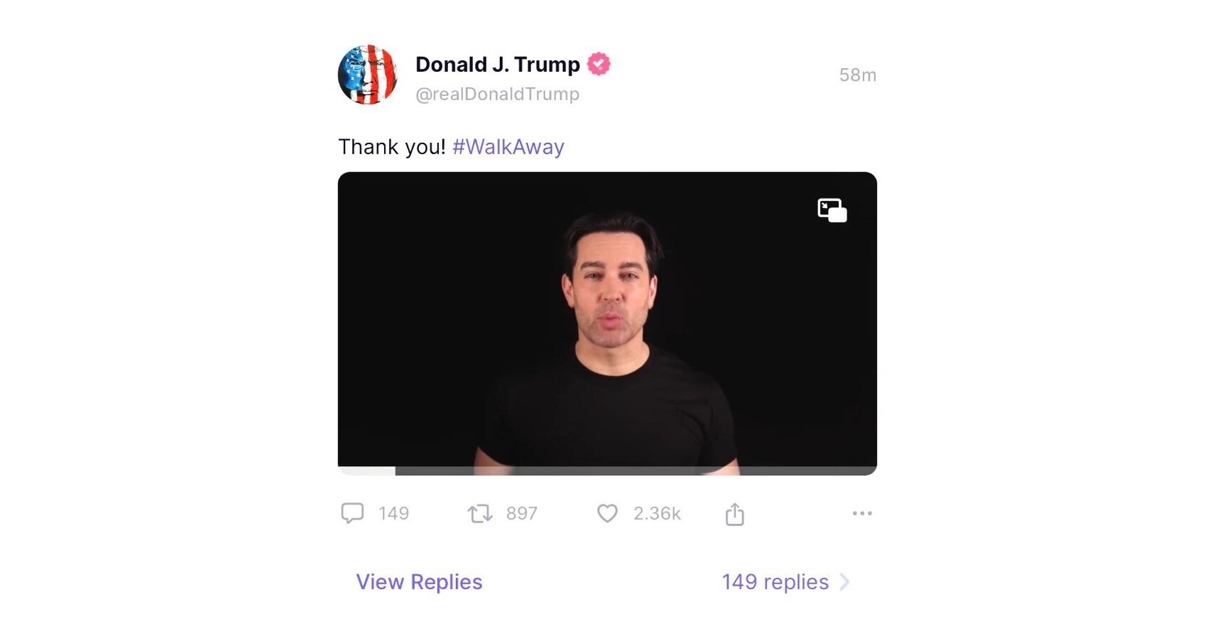 President Trump thanks #WalkAway founder Brandon Straka for new “MUST-WATCH” viral video about Democrats destroying America