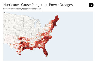 Deep Sky Research • Extreme weather outages June through Oct among all counties in Gulf, Atlantic, or neighbor states.