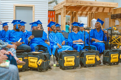 This year, DEWALT will gift 100 tool kits to graduates of The Home Builders Institute's (HBI) Houston BuildStrong Academy to jumpstart their trades careers, including the latest class graduating on August 23.