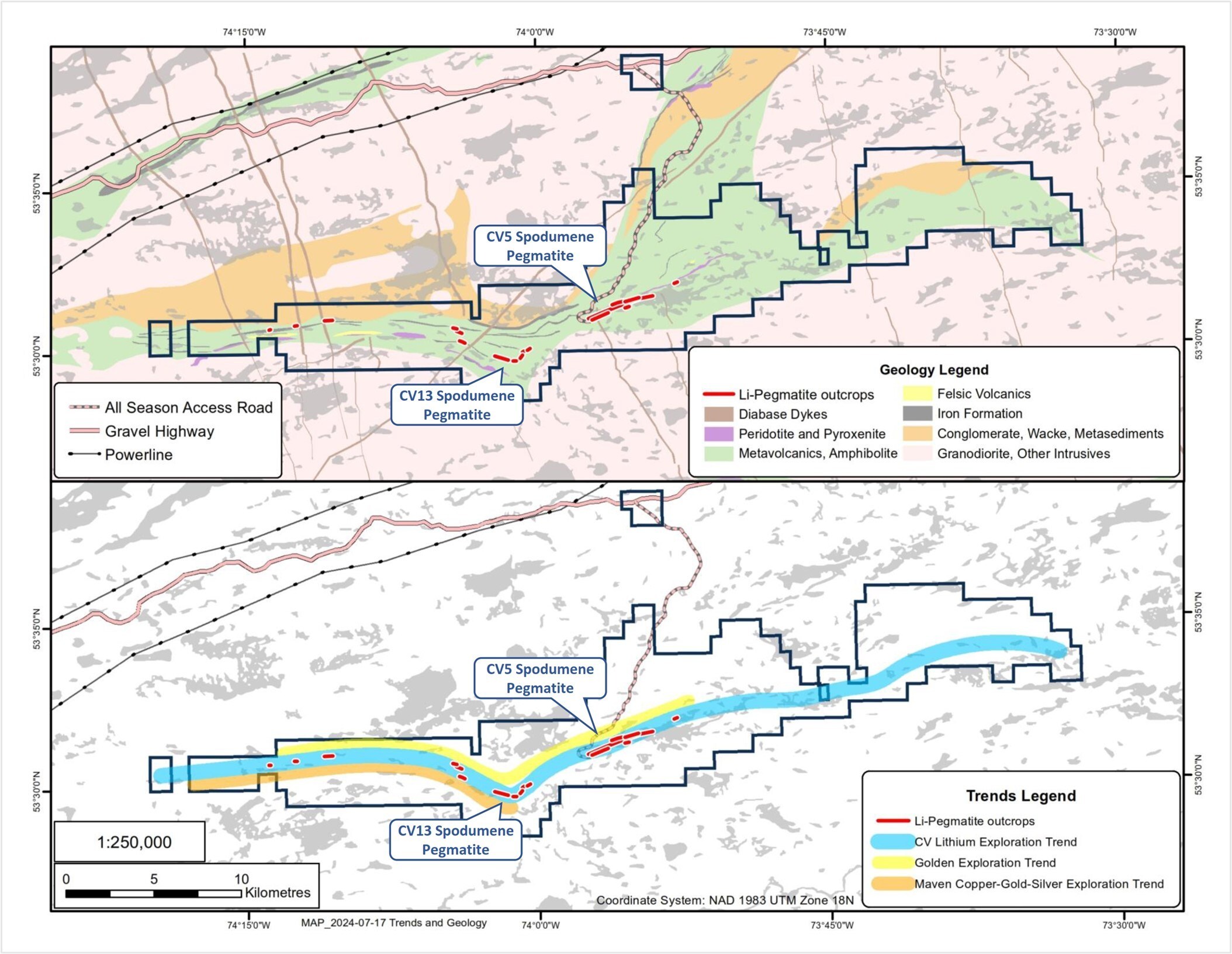 Figure 15: Property Geology and Mineral Exploration Trends (CNW Group/Patriot Battery Metals Inc.)