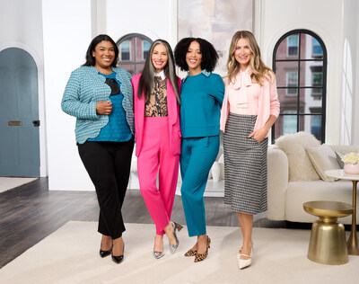 Stacy London with 3 models debuting her by Stacy London collection with QVC.