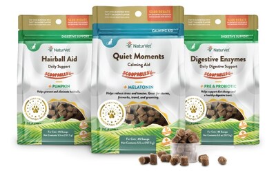 NaturVet’s award-winning Scoopables offers cats support with calming, digestion, skin health and hairball aid.