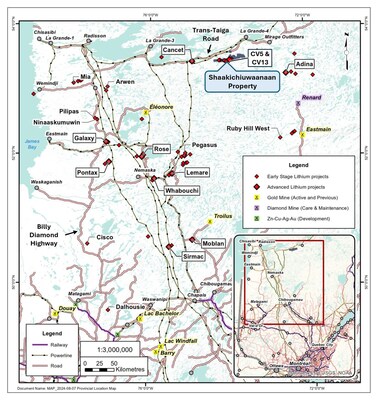 Figure 12: Shaakichiuwaanaan Project Location (CNW Group/Patriot Battery Metals Inc.)