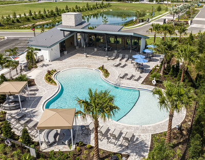 Mattamy Homes' Windwater community in Parrish, FL will enable residents to live just steps away from resort-style amenities. The new Windwater Club includes a pool, covered social terrace, poolside cabanas, and sundeck. Other recreation spaces include a tot lot, grill area and a paw park. (CNW Group/Mattamy Homes Limited)