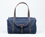 Vitesse Duffel in blue waxed canvas with full-grain leather details