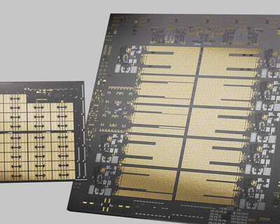 Preview of IBM Sprye Accelerator (left) next to IBM Telum II Processor (right)