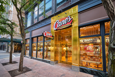 Raising Cane's celebrates 28 years for its "Golden Birthday" with golden 828th restaurant in downtown Boston