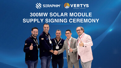 Cerimônia de Assinatura do Contrato de Distribuição de 300 MW entre a Seraphim e a Vertys Energy Group (PRNewsfoto/Seraphim Solar)