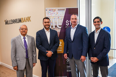 Left to Right: Millennium Bank Board Chairman Moti Agarwal, Vice Chairman of the Board Himal Agarwal, Millennium Bank President and CEO Nicholas Dizonno, and Samir Mayekar, newest member of the board of directors and managing director of the Polsky Center for Entrepreneurship and Innovation at the University of Chicago