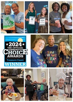 Watercrest St. Lucie West Assisted Living and Memory Care celebrates their 2nd consecutive year as winner of 'Best Assisted Living/Senior Living Community' in the 2024 Treasure Coast Community Choice awards.