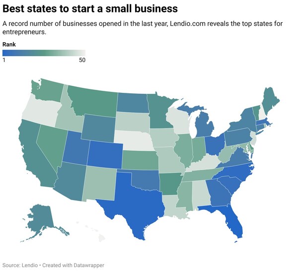 Each of the 50 states ranked.