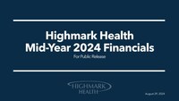 Highmark Health revenue grows 8 percent year over year to $14.7 billion; reports $417 million net income and $307 million operating gain for first half of 2024