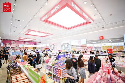 Customers shopping at the MINISO Santa Monica store