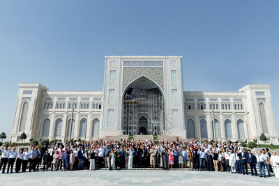 Conference participants in front of the soon-to-open Centre for Islamic Civilisation in Tashkent