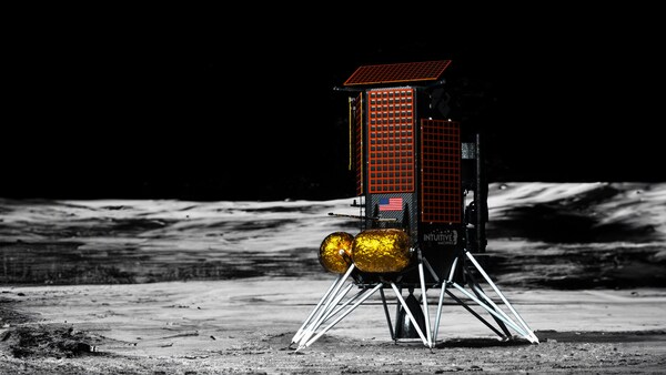 An artist's concept of Intuitive Machines' Nova-C lunar lander on the Moon's South Pole.
Credit: Intuitive Machines