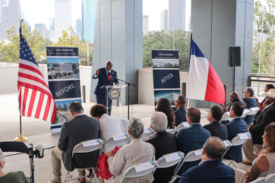 Houston Housing Authority President and CEO David A. Northern Sr. addresses attendees at the re-opening of the 2100 Memorial Senior-Living Community on Aug. 29, 2024.