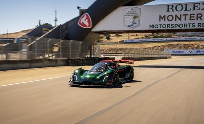 The Czinger 21C in Rattlesnake Green breaks the Laguna Seca lap record.