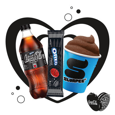 Customers can indulge in the limited-time Coca-Cola® OREOTM Zero Sugar Slurpee drink flavor in participating stores now