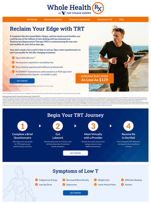 Whole Health Rx is an innovative telehealth service from The Vitamin Shoppe that offers a holistic approach to health solutions, now including prescription Testosterone Replacement Therapy (TRT).