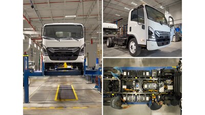 The first production units of the all-new Isuzu NRR-EV being assembled at Builtmore Contract Manufacturing's facility in Charlotte, Michigan.