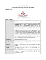 North Arrow Listed Issuer Financing Exemption (LIFE) Offering. (CNW Group/North Arrow Minerals Inc.)