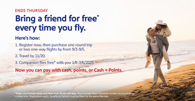 SOUTHWEST AIRLINES BRINGS BACK ITS LIMITED-TIME COMPANION PASS PROMOTION!