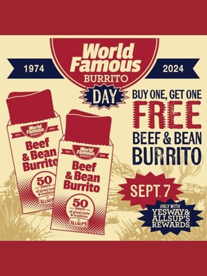 Yesway Continues its 50th Anniversary Celebration of the Iconic Allsup's Burrito with "World Famous Allsup's Burrito Day"